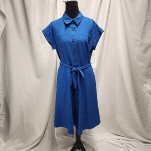 Calvin Klein Women's Textured Shirt Dress – Size 8 – Cobalt Blue - NWT